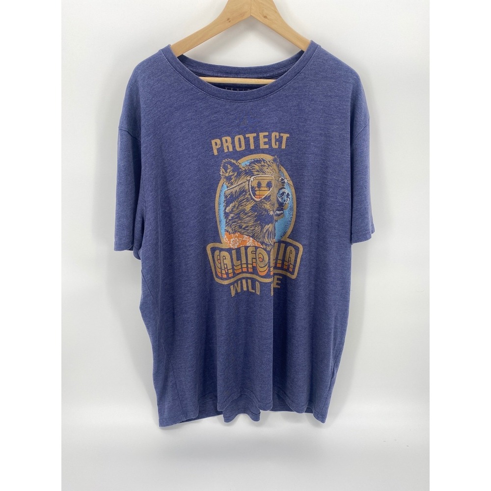Lucky Brand T-Shirt Mens XXL Blue Excellent Venice Burnout California Wild Life